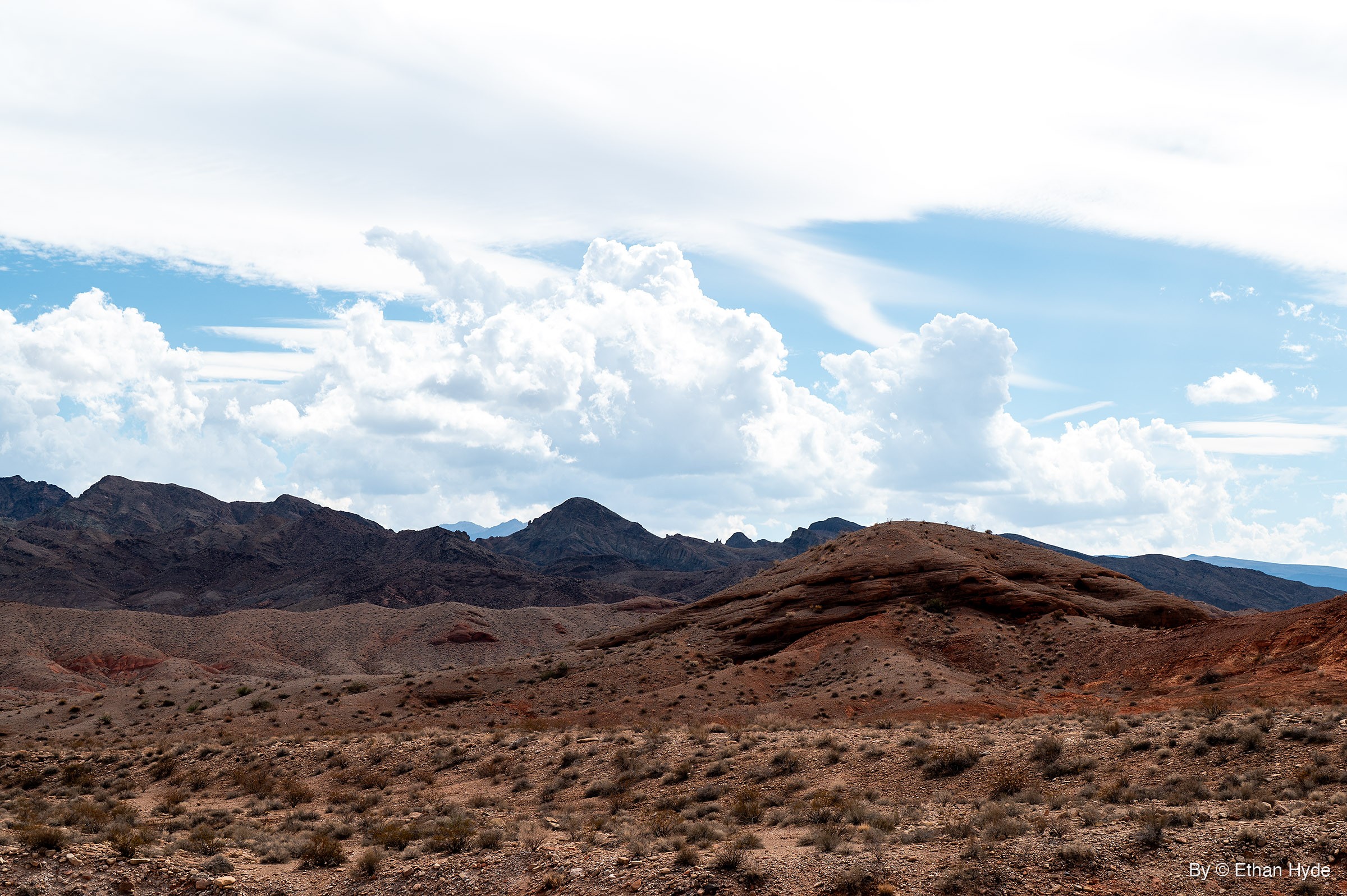 Tilted Red Hill Under Cumulus — Basin series print
